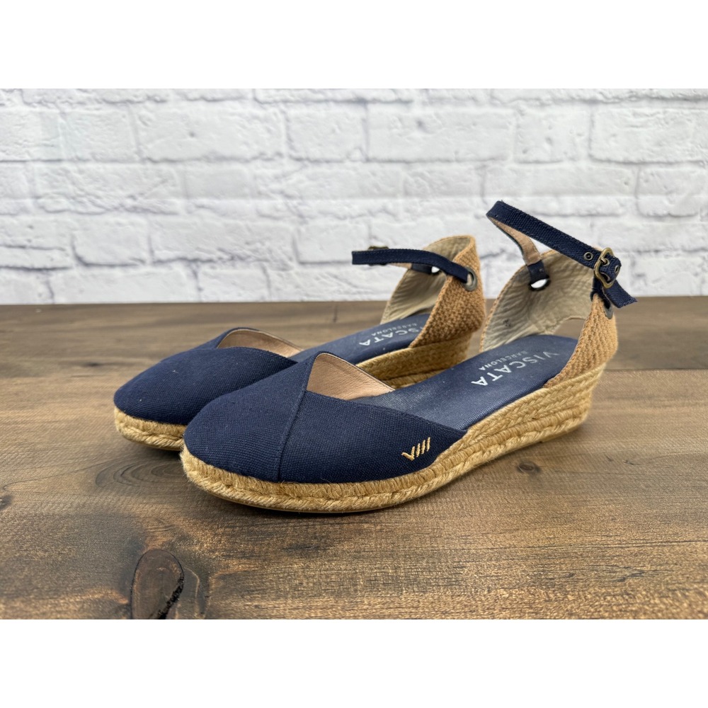 Viscata Barcelona Pubol Canvas Espadrille Wedge Sandals Navy Blue Women's 41/11